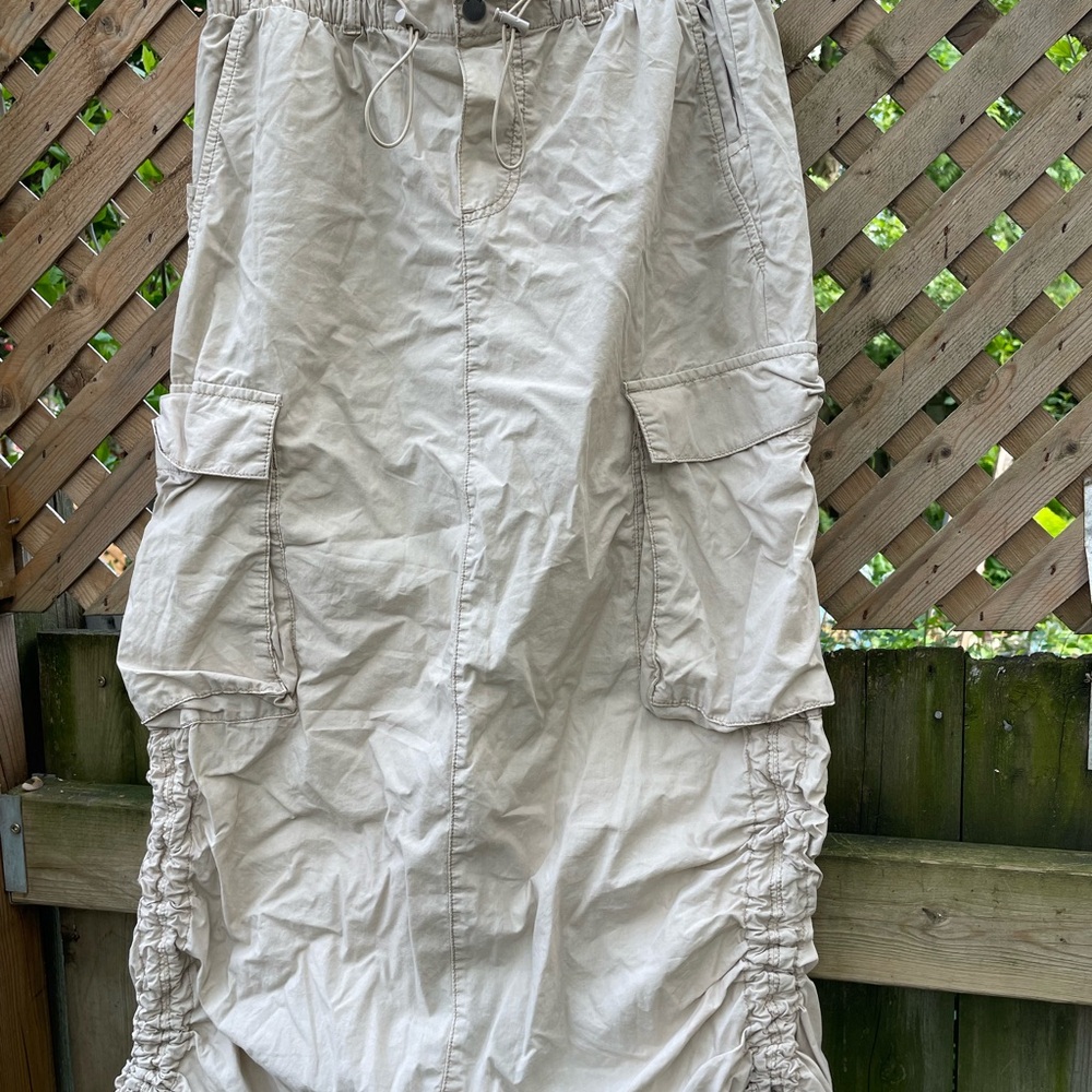 Garage Beige Cargo Skirt with Drawstring